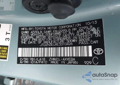 2014 Toyota Prius V from USA, damaged, VIN JTDZN3EUXE3310426